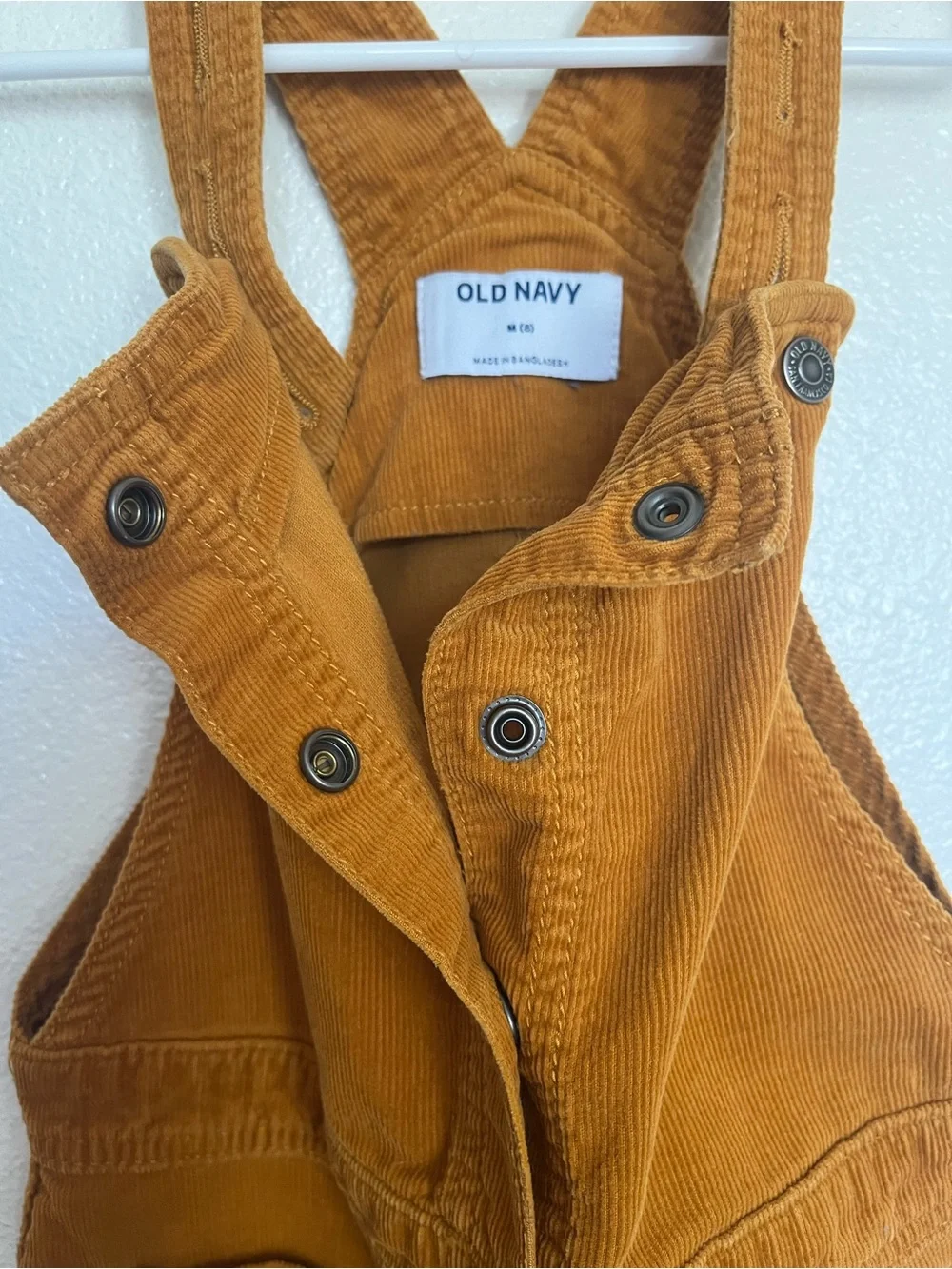 Old Navy Girls Rust Corduroy Button-Front Overall Dress 8